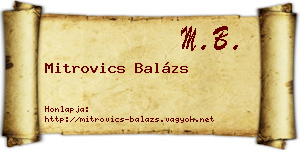 Mitrovics Balázs névjegykártya